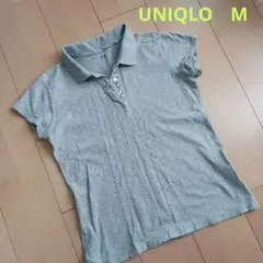 UNIQLO グレー ポロシャツ M　ドット　水玉　リバティロンドンコラボ　花柄