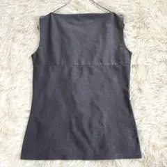n6494 美品✨ストレッチノースリーブカットソー ラメ 綺麗め シルバー 上品