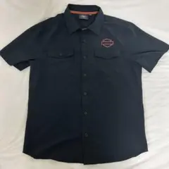 【古着】Harley-Davidson 半袖ワークシャツ L ブラック