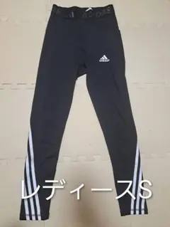 adidas ブラック タイツ 3本ラインXS