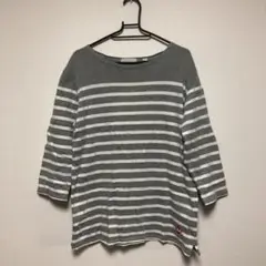 ボーダー　グレー　7分袖　Ｌ