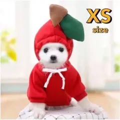りんご XSサイズ 犬服 着ぐるみ 小型犬 パーカー トレーナー 防寒 フード