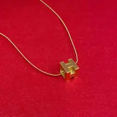 極 美品 エルメス H キューブ モチーフ ネックレス ペンダント ゴールド