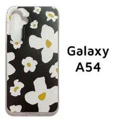 Galaxy A54 5G クリア 黒白 花 カバー