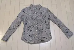 ★8/6までの出品★ペイズリー柄 長袖シャツ グレー系　ランズエンド　Mサイズ