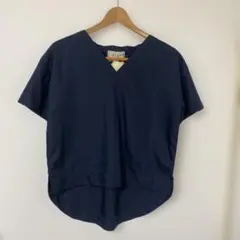 A,nam ネイビー Vネック 半袖シャツ
