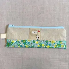 かさばらないファスナーポーチ　ペンケース　ミニポーチ　◇ハリネズミ＆パンダ　ネコ