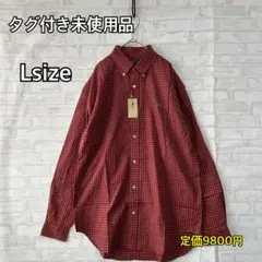 【未使用品】赤 チェック柄 Lサイズ 長袖シャツ ボタンダウン a2770