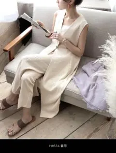 【パンツセットアップ】大人こなれ感叶う夏の定番ロングジレ　※サイズが上下違います