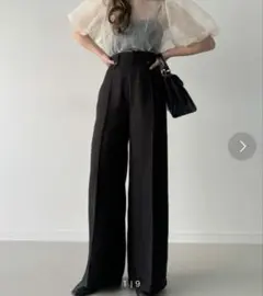 Junoah ブラック ワイドパンツ レディース