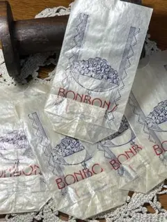 フランスアンティーク　甘いお菓子のパラフィン紙袋　５枚
