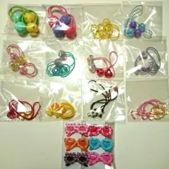 ★新品、未使用★カラフルヘアゴム12種＆ヘアクリップ6種