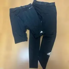 adidas ブラック 短長タイツセット
