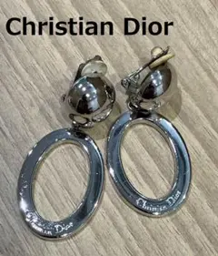 Christian Dior ディオール シルバー イヤリング【ME388】