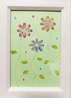 花柄イラストフレーム付き　フラワー お花アート　花柄アート　イラストレーション