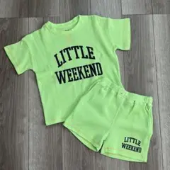 LITTLE WEEKEND 蛍光グリーン Tシャツ パンツ　セット 120