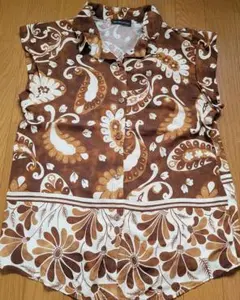 ペイズリー柄シャツ ブラウン