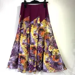 No.4419 M 紫 カラフル花柄 スカート★社交ダンス