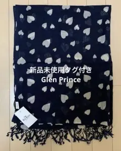タグ付き　Glen Prince ウール　ストール ショール　ネイビー　ハート