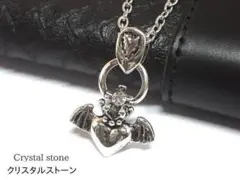 ストーン入りウイングハートシルバーネックレス