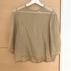 ベージュ　シアーブラウス