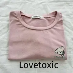 Lovetoxic 半袖Tシャツ ピンク Sサイズ 犬刺繍 ガーリー系