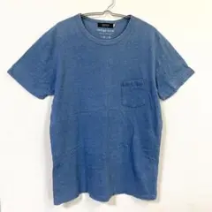 【パティクラール】Tシャツ 綿100％ 胸ポケット有 インディゴブルー 半袖 M