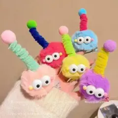 カラフルふわふわヘアクリップ5個セット