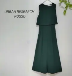 ROSSO✳️オールインワン【F】ノースリーブ 深緑 ワイドパンツ 裏地付