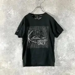 Karl Kani　Tシャツ　ブラック　ロゴ刺繍　クルーネック　ペイズリー柄