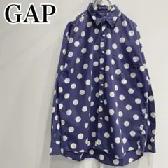 GAP 80s-90s ネイビー　ドット柄　長袖シャツ　Mサイズ