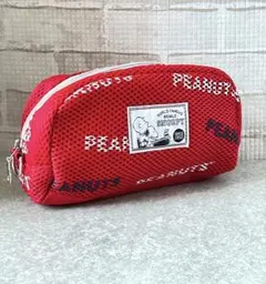 【未使用】スヌーピー メッシュ ポーチ ペンケース　大容量　レッド