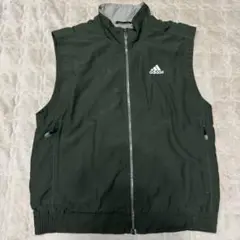 adidas ダークグリーン ベスト ストリート 古着 緑 刺繍ロゴ 国旗 M