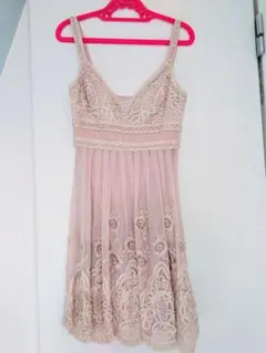 リトルニューヨークSue Won ピンクシフォンAラインドレス　シルク製