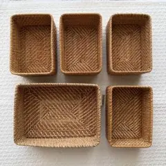 無印良品 重なるラタン長方形ボックス バスケット