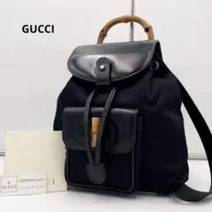 【美品】GUCCI グッチ　リュック バンブー エナメル　黒 GUCCI グッチ バンブー リュックサック – VINTAGE SELECT SHOP