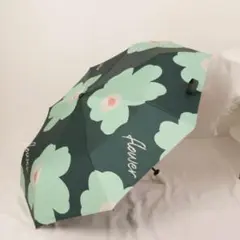 【緑】晴雨兼用 100%完全遮光 自動開閉 折りたたみ傘 折り畳み傘 頑丈
