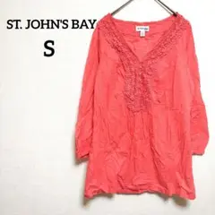 ST. JOHN'S BAY【S】 長袖シャツ ブラウス コーラルピンク 古着