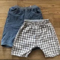 無印良品ストライプとチェックのハーフパンツ