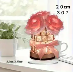 ３０７　ピンクローズプレゼントBOX　２０cmアクリルスタンド　サンキャッチャー