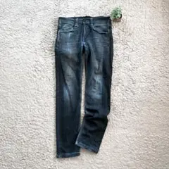 【RIELABO】ストレッチ インディゴデニム パンツ レーヨン ウォッシュ加工