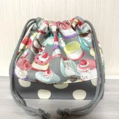 No.681 お弁当袋 巾着袋 ハンドメイド 女の子 うさぎ ハムスター 動物