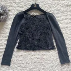 シルク混　Drawer/ドゥロワー　フロントギャザー　ウールクロップドカットソー