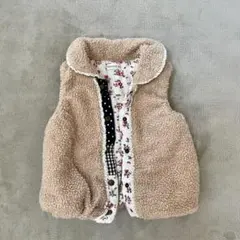 【美品】Biquette キムラタン ベージュ ボア ベスト 100cm