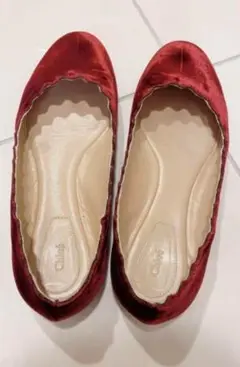 Chloe クロエ パンプス LAUREN フラットシューズ ベルベット ワイン