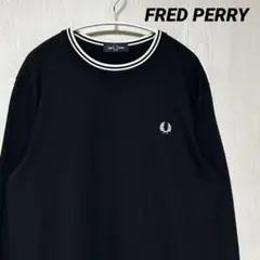 FRED PERRY フレッドペリー ロング Ｔシャツ ロンT 刺繍 ロゴ黒 L