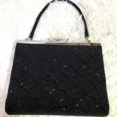 美品⭐️ビーズ刺繍バッグ がま口 冠婚葬祭 フォーマル ブラック