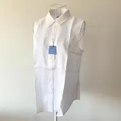 タグ付き未使用品 鎌倉シャツ リネン 100％ ノースリーブ 11 ホワイト