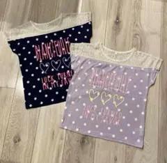 ドット柄レースTシャツ 150 2枚セット