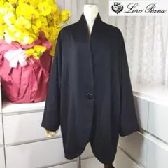 新品同様 42 ロロピアーナ 黒 カシミヤ100% KAMANTA コート